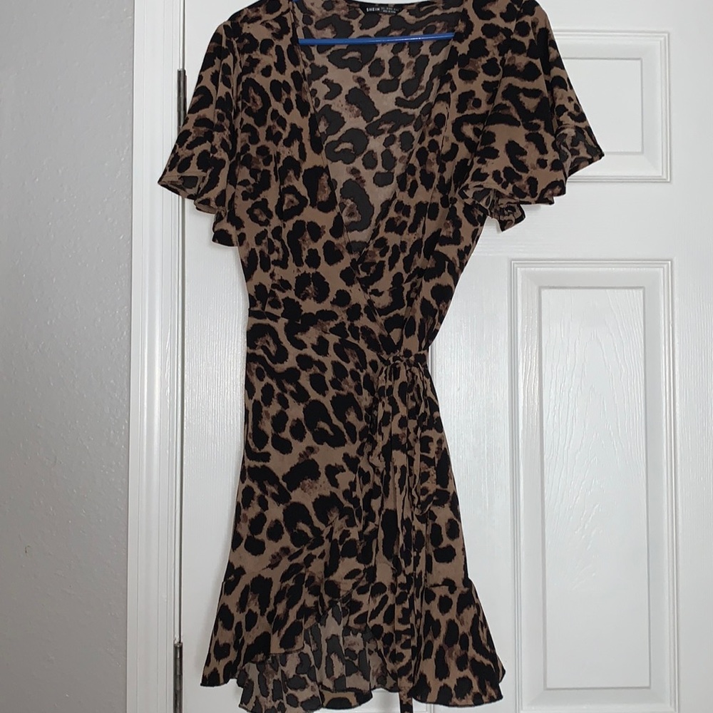 SHEIN cheetah wrap around dress